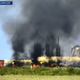 A zoomed-in view of fires near the test stand.